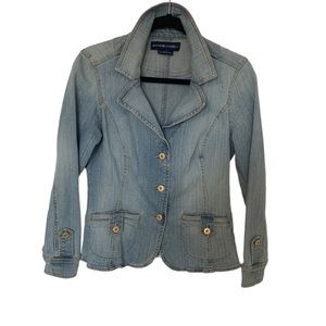 BANDOLINOBLU LIGHT BLUE DENIM WOMENS JEAN JACKET SIZE MEDIUM